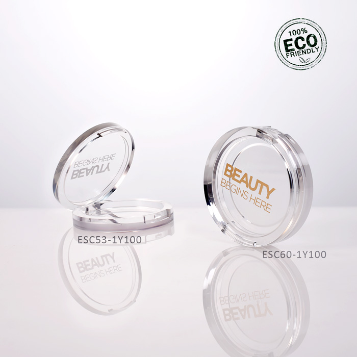 clear round plastic makeup compact palette, it's PET made, recyclable & eco-friendly