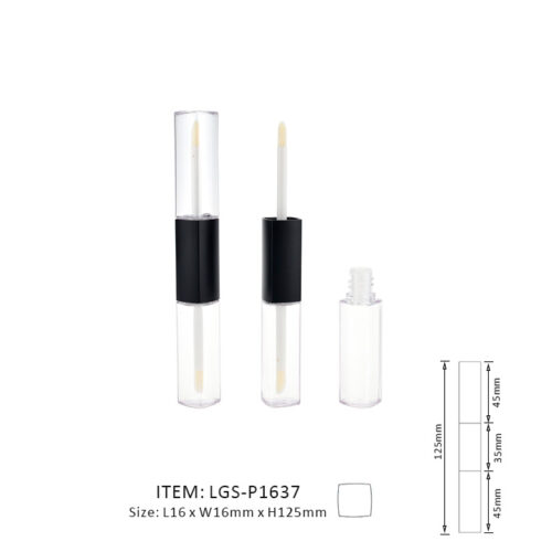 Double End Lip Gloss Tube installed with two applicators