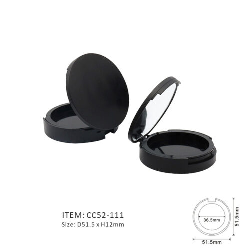 Pure Black Empty Cosmetic Compact with a mirror