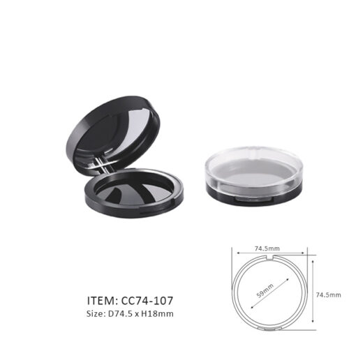 Circular Empty Compact Case with a transparent window or mirror on the cap