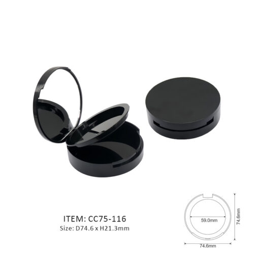 Two layers Circular Cosmetic Compact with a mirror or transparent window