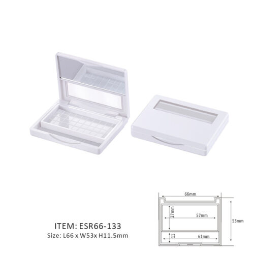 White Eyeshadow Case containing One Section and half window and half mirror on the cap