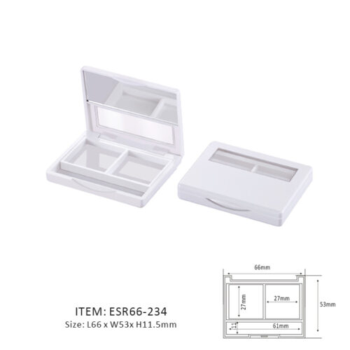 White Eyeshadow Case Containing Two Sections and half window and half mirror on the cap