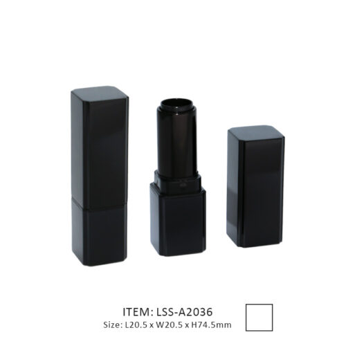 Pure Black Square Aluminum Lipstick Tubes in a common size