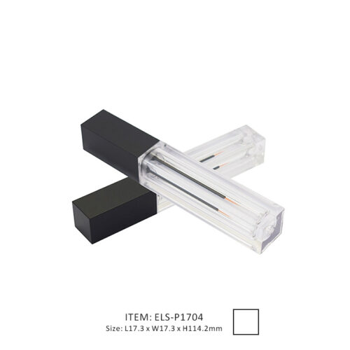 Transparent Thick Eyeliner Tube in Square Shape with a Black Cap and Installed Brush