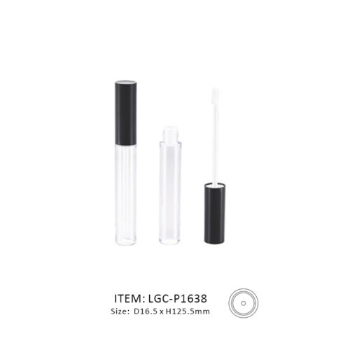 Slim Straight Lip Gloss Tube with a transparent tube and black cap