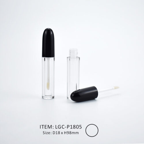 Bullet Shape LIp Gloss Tube with a black cap