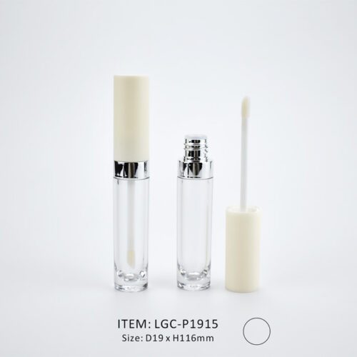 Slim Lip Gloss Tube with Shoulder with a decorated ivory cap