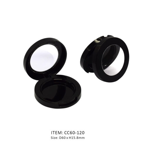 Dark Flip Circular Cosmetic Compact with a transparent window