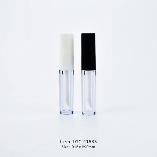 Circular Small Lip Gloss Tube made in a short size and including a white or black cap