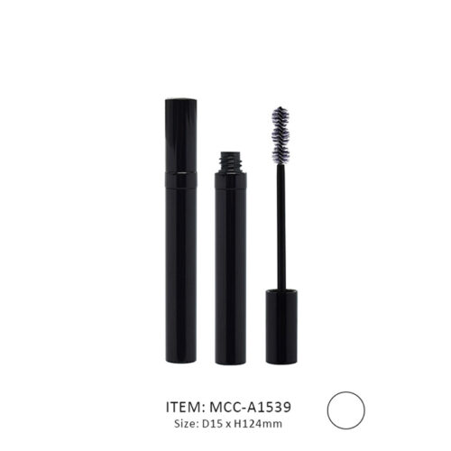 Straight Slim Circular Mascara Tube installed with a Unique Brush