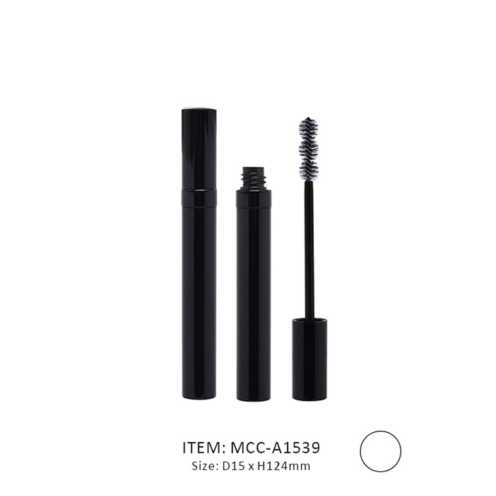 Straight Slim Circular Mascara Tube installed with a Unique Brush