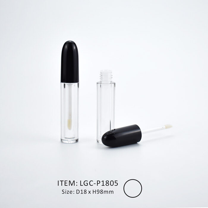 LGC-P1805-Bullet Shape LIp Gloss Tube - A Bullet Shape LIp Gloss Tube with a black cap