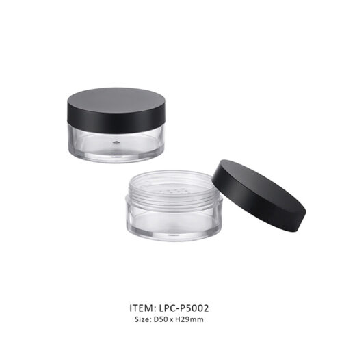 Classic Loose Powder Jar made in Medium size and containing a black cap and a sifter