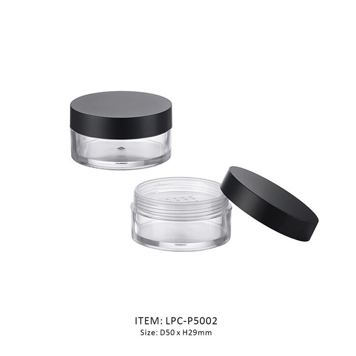 LPC-P5002 Classic Loose Powder Jar Medium Classic Loose Powder Jar made in Medium size and containing a black cap and a sifter