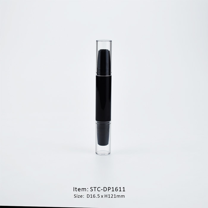 STC-DP1611 Straight Double Ended Foundation Contouring Stick Double ends transparent caps foundation contouring stick tube in black