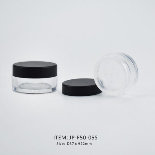 transparent eye cream cosmetic jar with sifter inside