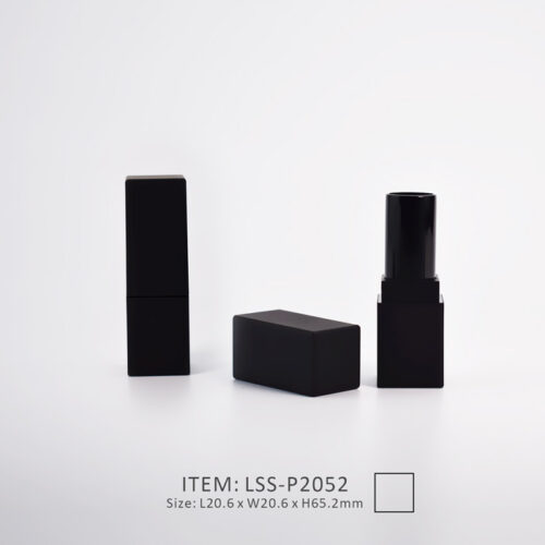 stylish black lipstick tube in square shape with cap