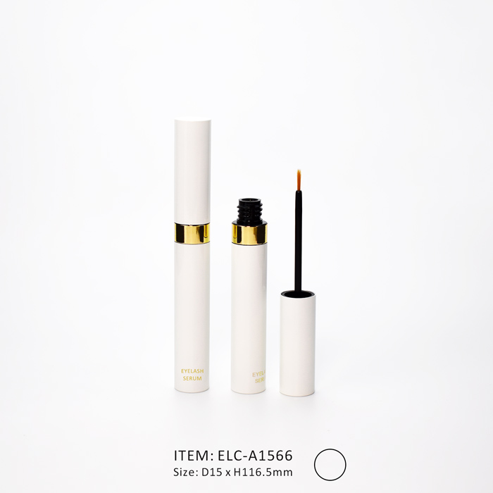 ELC-A1566-Empty Plastic Aluminum Eyeliner Eyelash Tube slim empty eyeliner tube container decorated with white aluminum