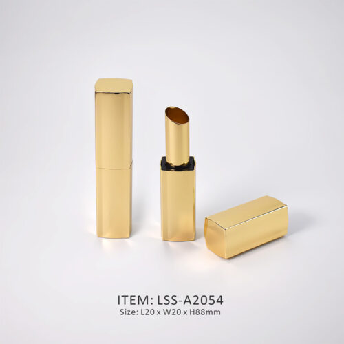 golden oxidized aluminum lipstick tube in square shape