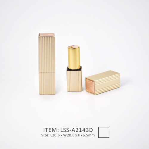 golden square aluminum lipstick tube for luxury brands