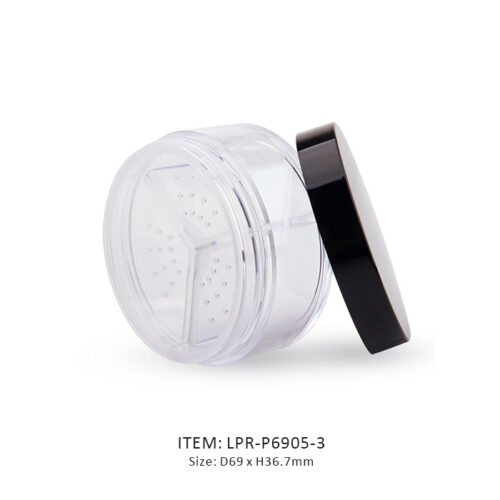 circular single loose powder jar with three sections