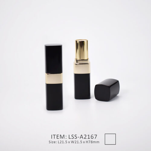 glossy aluminum plastic lipstick tube in square shape