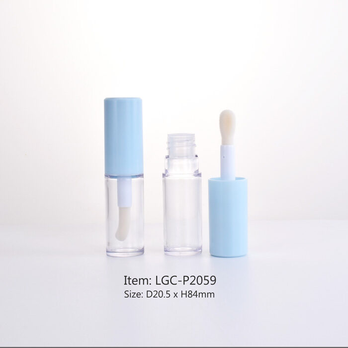 LGC-P2059 wholesale custom 6ml empty lip gloss tubes with big brush wand (1) empty lip gloss tubes with big brush and wand for wholesale and custom design