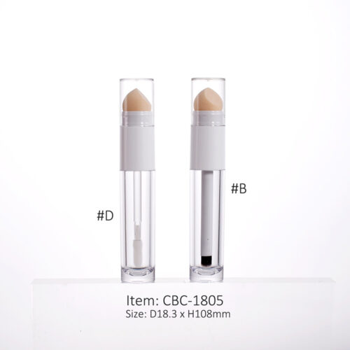 double sided empty contour bottle with sponge head as makeup container for liquid concealer foundation
