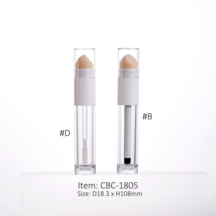 double sided empty contour bottle with sponge head as makeup container for liquid concealer foundation