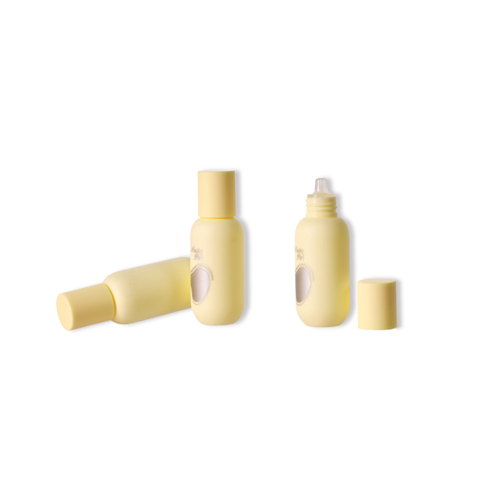 7ml yellow boston round concealer bottle, with an insert and cap , great for sample and travel bottles for liquid foundation and serum