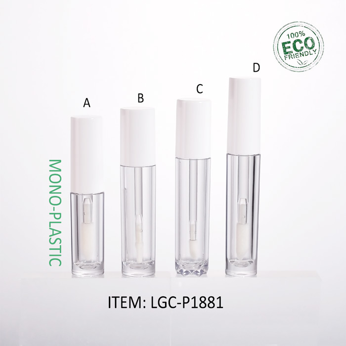 clear PET lipgloss tubes for lip tints and satins, empty makeup container for bulk wholesale and custom