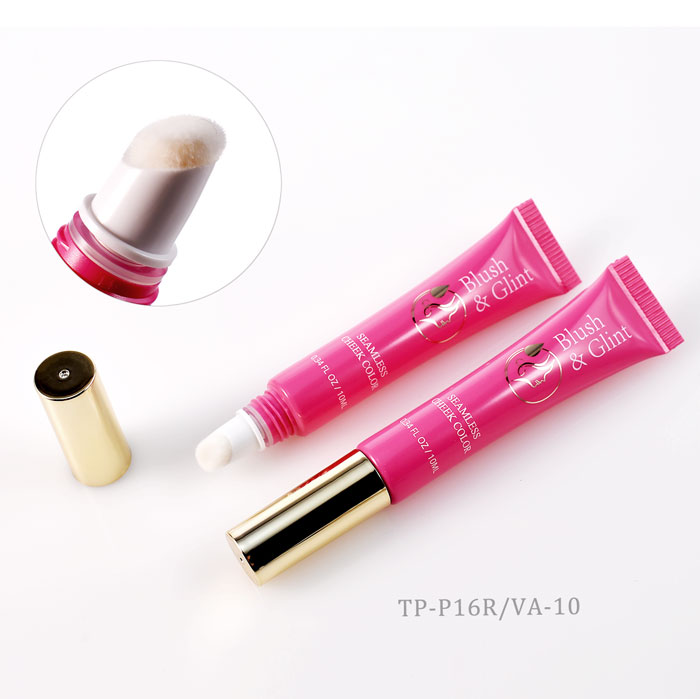 Cosmetic tubes with doe foot applicator for liquid eyeshadow, blush, concealer, and targeted color cosmetic formulas