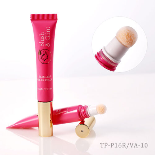 Airless D16 cosmetic tubes with sponge applicator for liquid blush, concealer, and multi-use makeup packaging