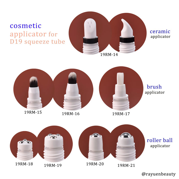 no-drip cosmetic applicator options for D19mm squeezable cosmetic tubes