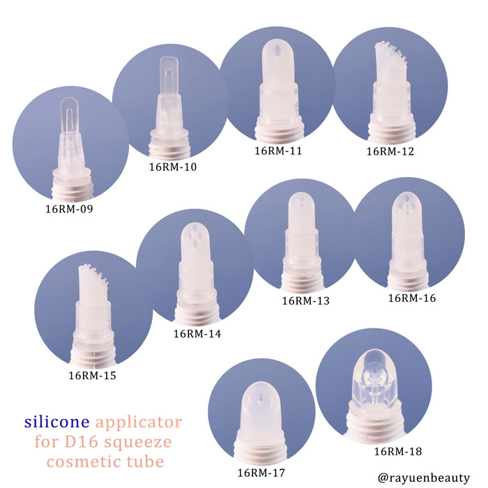silicone cosmetic applicator for plastic squeezable tubes