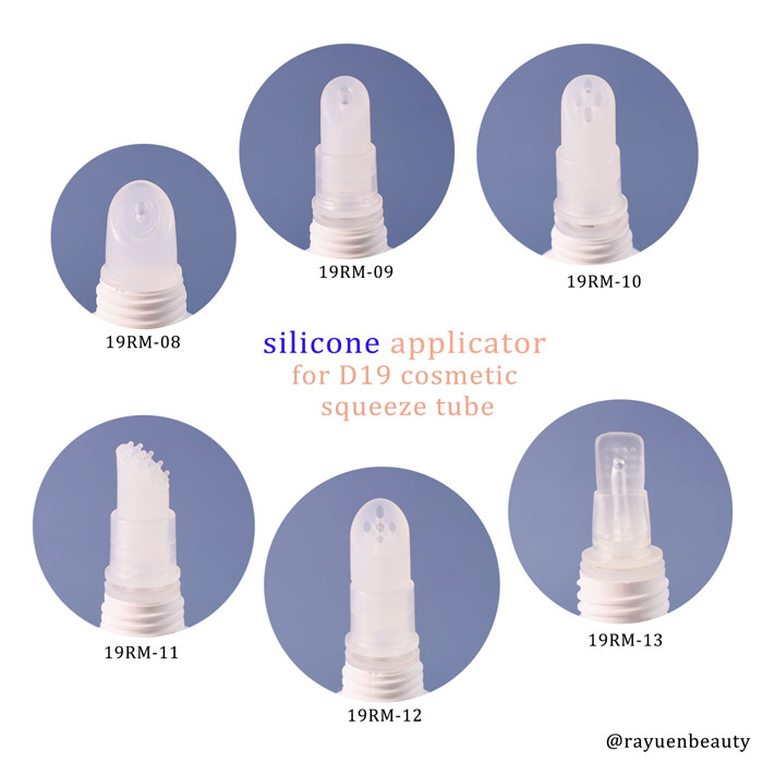 silicone applicator head for D19mm squeezable cosmetic tubes