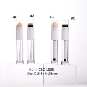 CBC-1805 Dual-Ended Concealer & Foundation Vial mono PET Makeup Packaging tube container empty double ended plastic bottle with brush or sponge applicator as liquid foundation concealer packaging