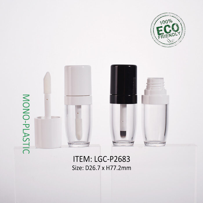 innovative empty PET lip gloss tube with brush applicator
