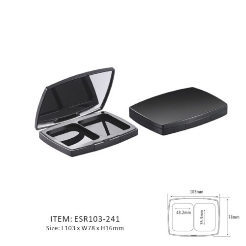 Black Trendy Blushes Case Containing two sections and a mirror on the cap