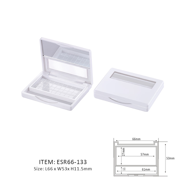 White Eyeshadow Case containing One Section and half window and half mirror on the cap