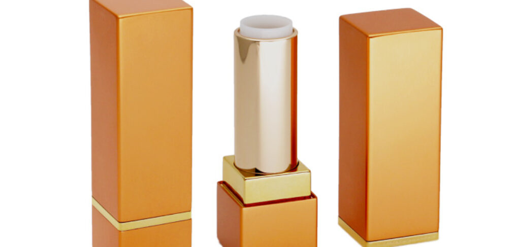 Bright golden metal packaging aluminum lipstick tube