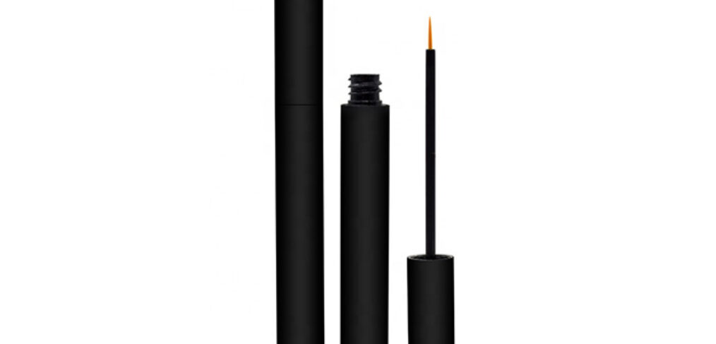Black Refillable Aluminum Eyeliner Tube Made in Slim Shape with a Straight Circular Tube