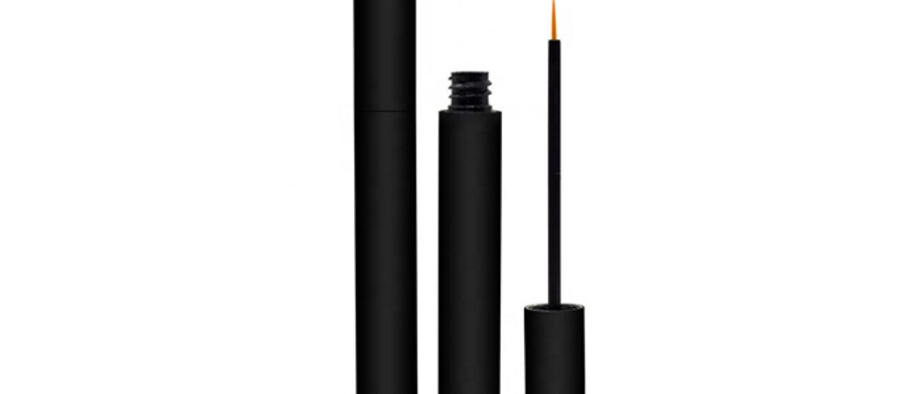 Black Refillable Aluminum Eyeliner Tube Made in Slim Shape with a Straight Circular Tube