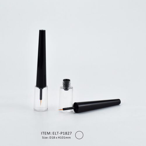 Transparent Unique Eyeliner Tube in Conic Shape and Installed with a Slim Brush