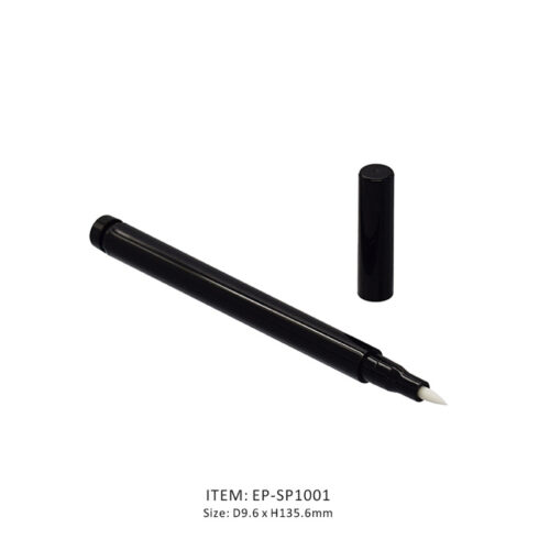 A black liquid eyeliner pen in long length with a cap and applicator