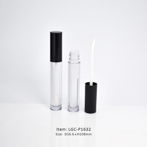 PCR Lip Gloss Tube including a black cap and an applicator