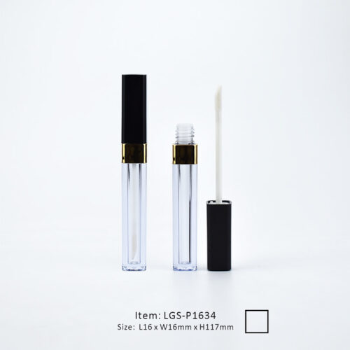 Square Lip Gloss Tube with Golden Shoulder