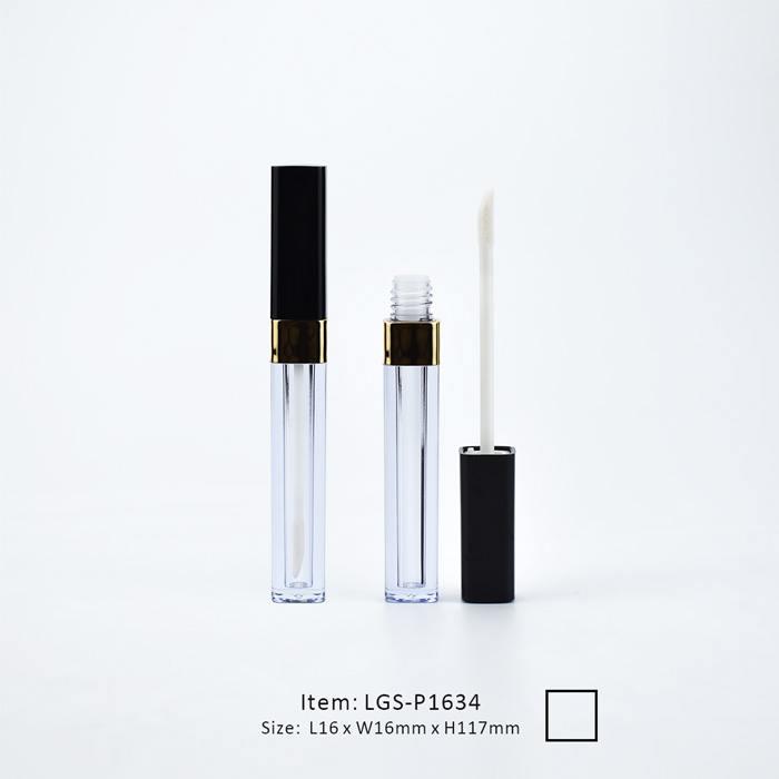 Square Lip Gloss Tube with Golden Shoulder