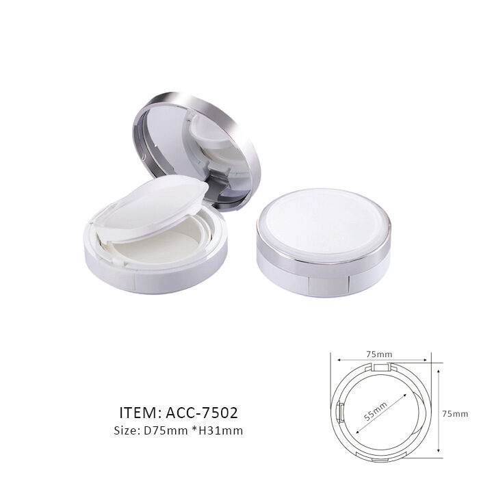 White Classic Cushion Compact Case with a mirror on the cap